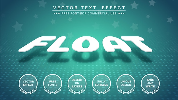 Estilo de fuente de efecto de texto editable flotante