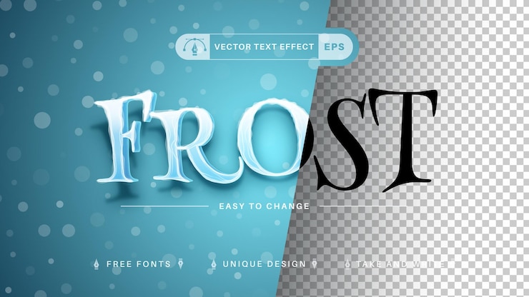 Vector estilo de fuente de efecto de texto editable frost