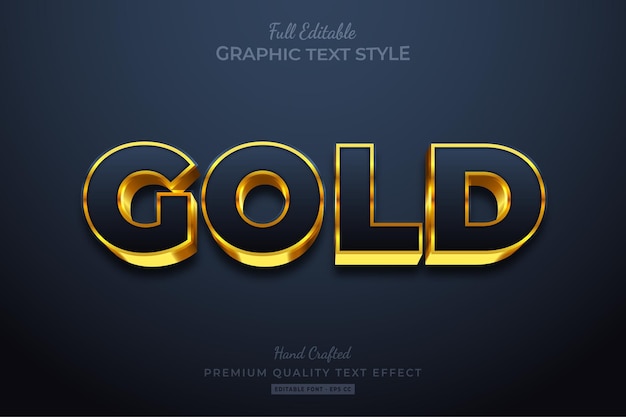 Estilo de fuente de efecto de texto editable gold glow