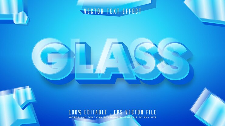 Vector estilo de fuente de efecto de texto editable de historia de vidrio