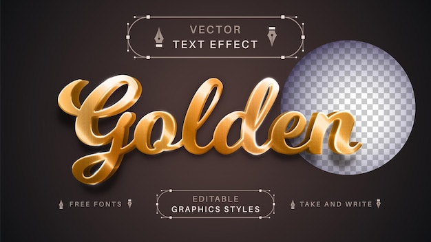 Estilo de fuente de efecto de texto editable de metal dorado