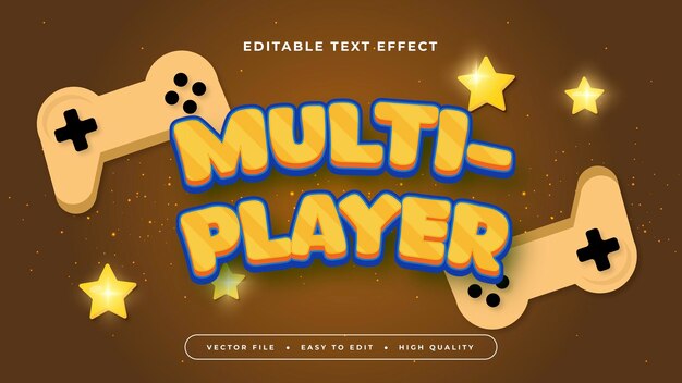 Estilo de fuente de efecto de texto editable para multijugador 3D azul y marrón