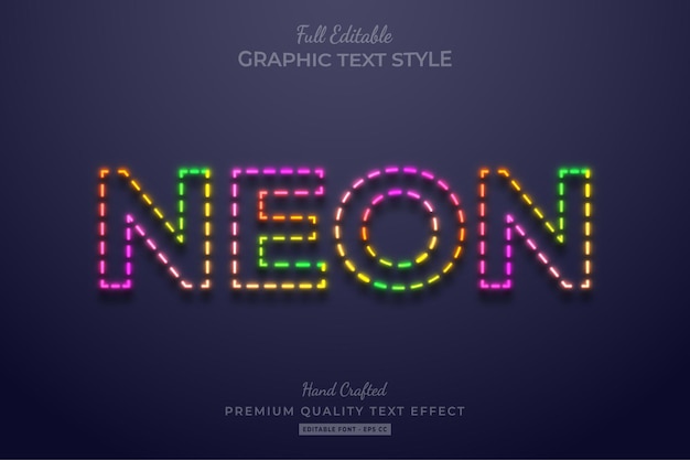 Estilo de fuente de efecto de texto editable de neón colorido,