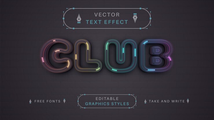 Vector estilo de fuente de efecto de texto editable de neón unicornio oscuro