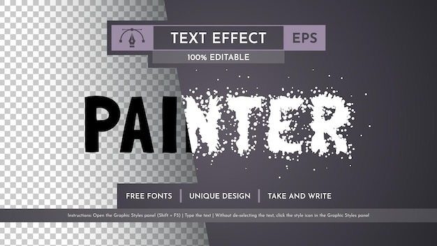 Estilo de fuente del efecto de texto editable de Painter