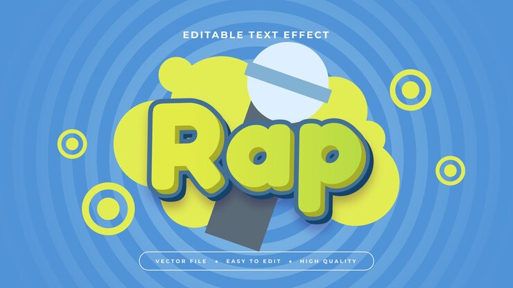Vector estilo de fuente de efecto de texto editable rap azul y verde 3d