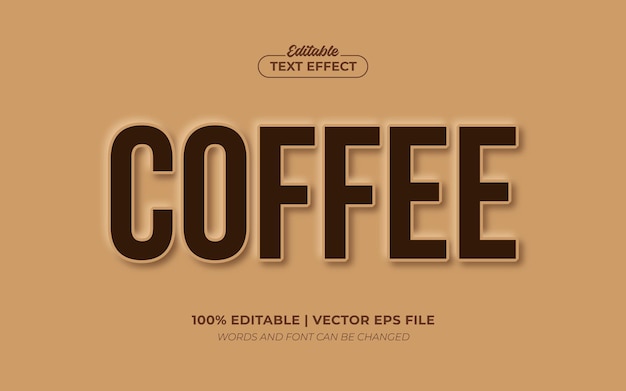 Estilo de fuente de efecto de texto editable en relieve café 3d