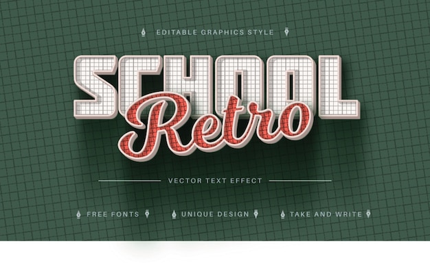 estilo de fuente de efecto de texto editable retro de la escuela