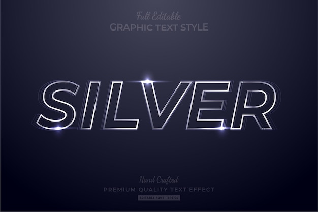 Estilo de fuente de efecto de texto editable Silver Glow