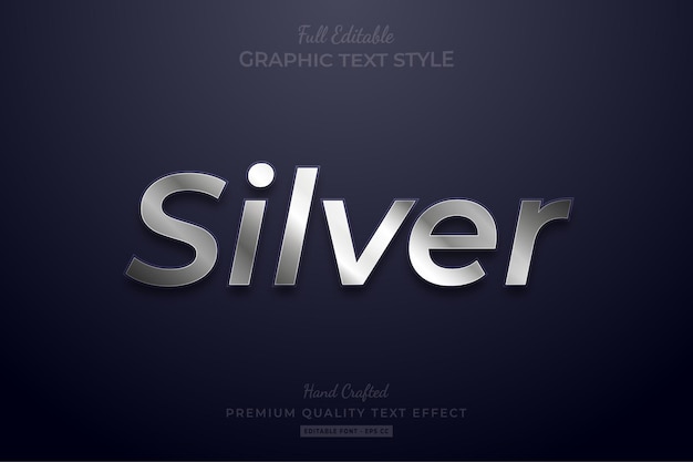 Estilo de fuente de efecto de texto editable Silver Shine