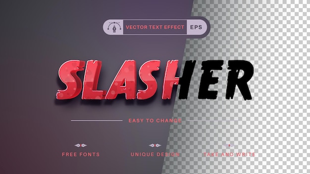 Vector estilo de fuente de efecto de texto editable slasher