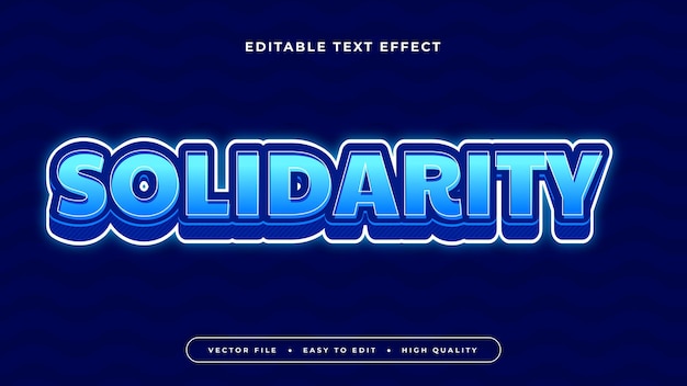 Estilo de fuente de efecto de texto editable de solidaridad azul-blanca 3D