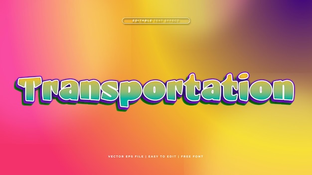 Estilo de fuente de efecto de texto editable de transporte 3D colorido