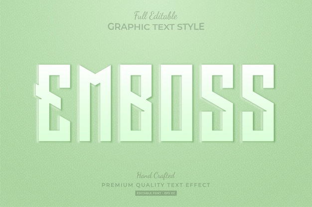 Estilo de fuente de efecto de texto editable verde en relieve