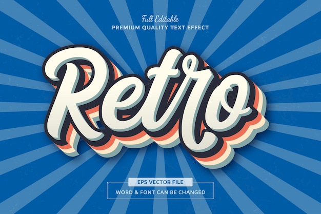 Estilo de fuente de efecto de texto editable vintage antiguo retro