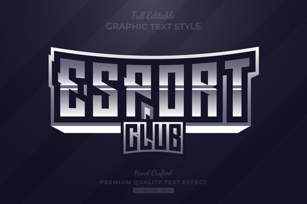 Estilo de fuente de efecto de texto premium editable Esport Club Grey