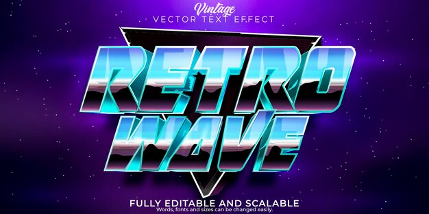 Vector estilo de fuente de espacio futuro cibernético de efecto de texto vintage retro de los años 80