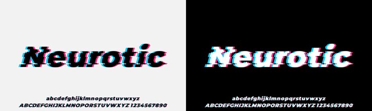 Estilo de fuente Glitch moderno, mayúsculas, minúsculas y números estilizados