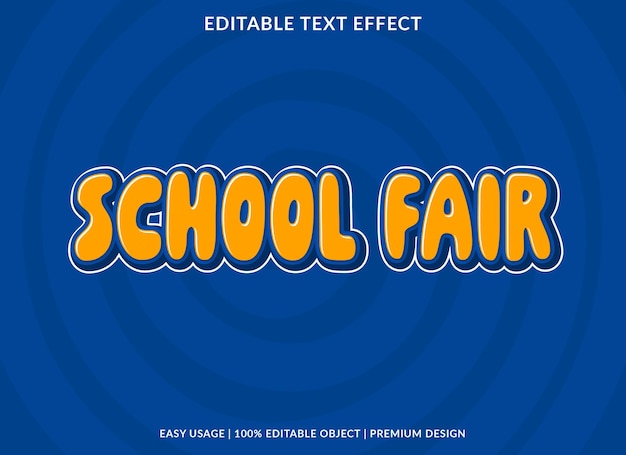Estilo de fuente de plantilla de efecto de texto justo de la escuela diseño de logotipo abstracto para marca y logotipo de la empresa