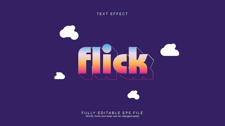 Vector estilo de fuente rainbow flick proyecto de efecto de texto