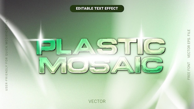 Estilo de fuente verde con gradiente de mosaico de plástico efecto de texto editable vector plástico granulado