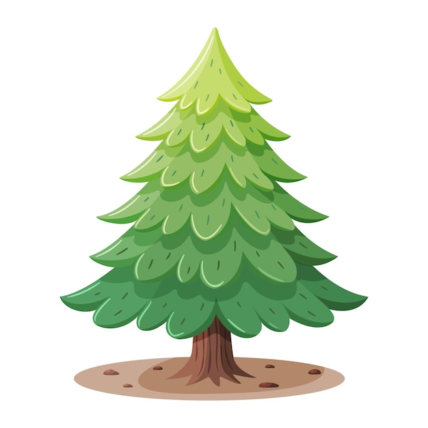 Estilo de garabateo de abeto bonito Planta forestal dibujada a mano Planta de pino de estilo plano Botánico para el diseño