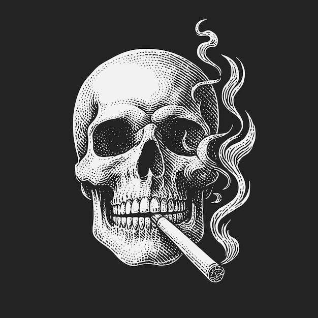 Estilo de grabado de cigarrillos en el cráneo