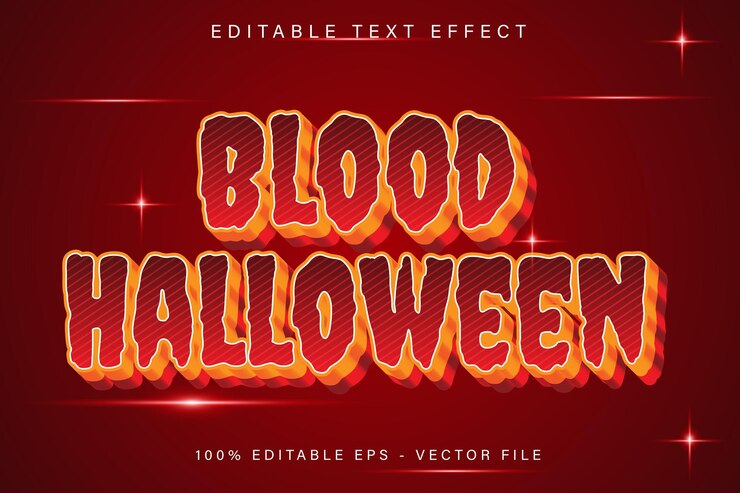 Vector estilo de gradiente de efecto de texto editable de halloween de sangre