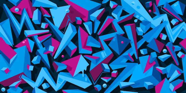 Vector estilo de graffiti abstracto de colores oscuros sin costuras patrón geométrico ilustración vectorial arte de fondo