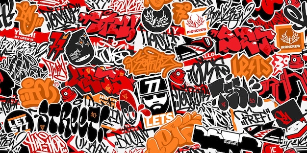 Estilo de graffiti urbano colorido y sin costuras de arte callejero
