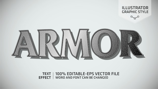 Estilo gráfico de efecto de texto armor metal