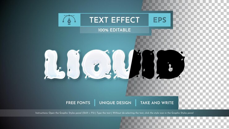 Vector estilo gráfico de efecto de texto editable para leche líquida