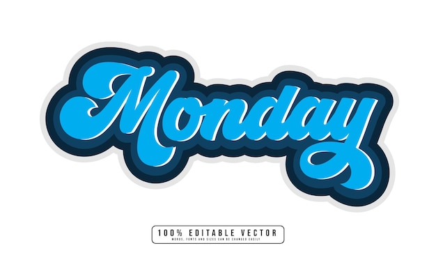 Estilo gráfico de efecto de texto editable para el lunes