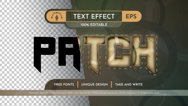 Estilo gráfico de efecto de texto editable para parches militares