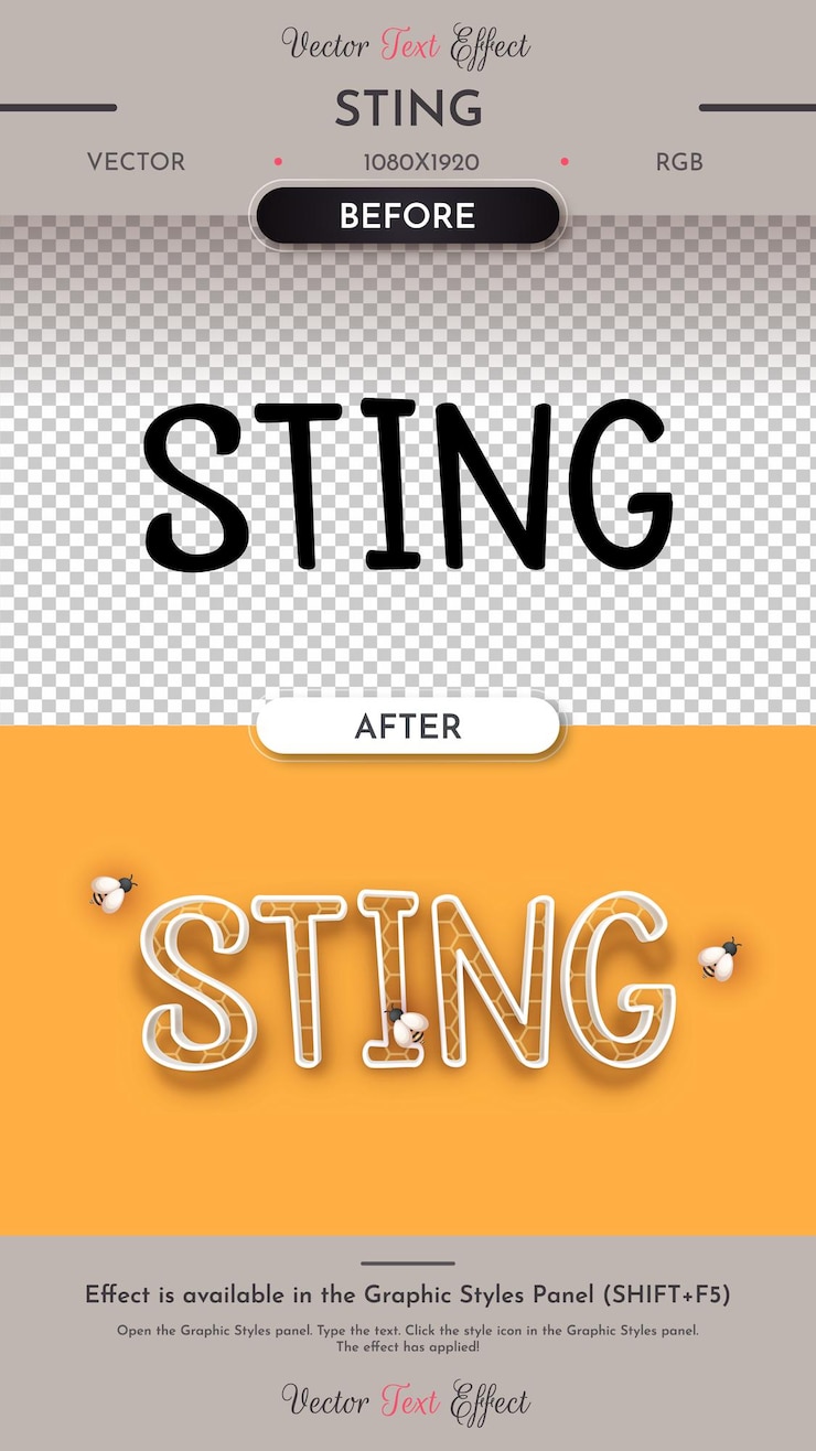 Vector estilo gráfico de efecto de texto editable de sting