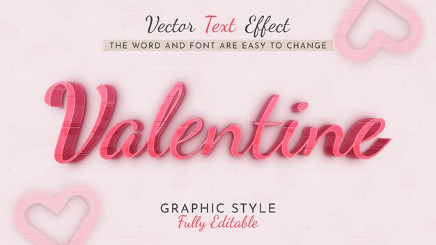 Estilo gráfico de efecto de texto editable de Valentine