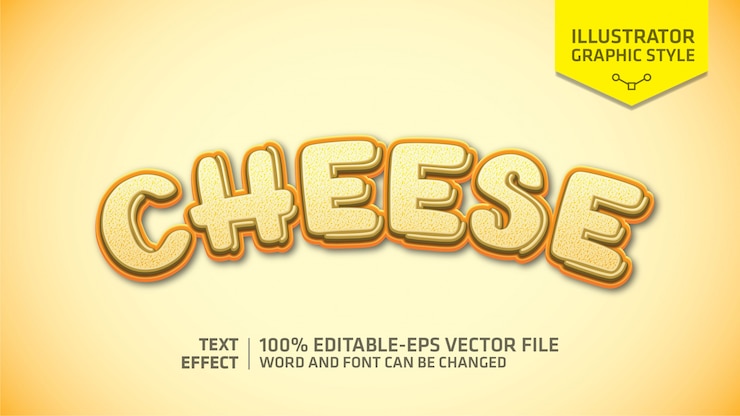 Vector estilo gráfico de efecto de texto de queso
