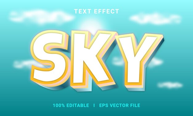 Estilo gráfico vectorial de efecto de texto editable Sky 3d