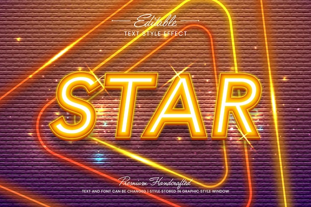 Estilo gráfico vectorial de estrellas en fondo con textura de ladrillo Efecto de texto vectorial 3D editable