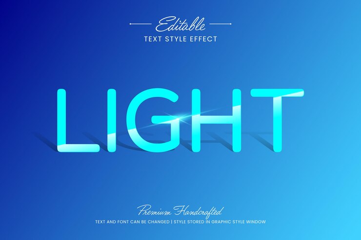 Vector estilo gráfico vectorial de luz y sombra en fondo de gradiente efecto de texto vectorial 3d editable