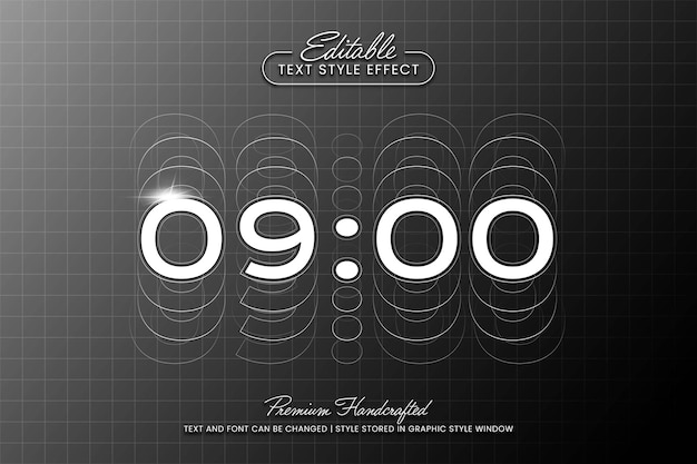 Estilo gráfico vectorial de reloj invertido Efecto de texto vectorial 3D editable