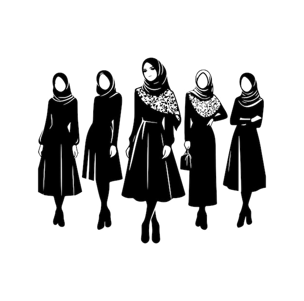 estilo de hijab estilo de moda vector diseño de ilustración estilo de silueta