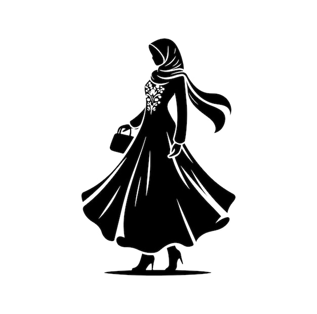 estilo de hijab estilo de moda vector diseño de ilustración estilo de silueta