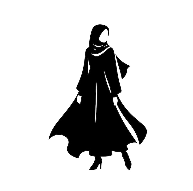 estilo de hijab estilo de moda vector diseño de ilustración estilo de silueta