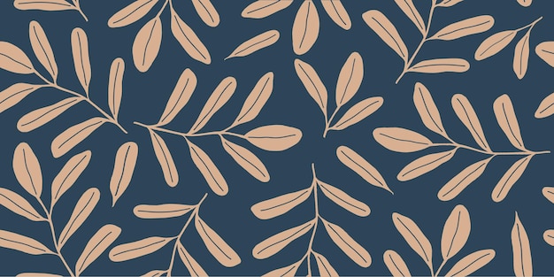 Estilo de hoja elegante estampa floral estampa sin costuras estilo dibujado a mano collage estampa contemporánea
