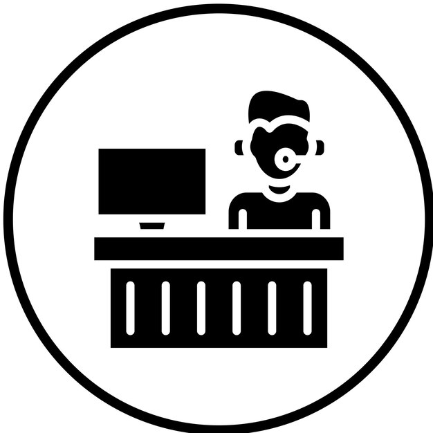 Estilo del icono del agente de diseño vectorial de la mesa de ayuda