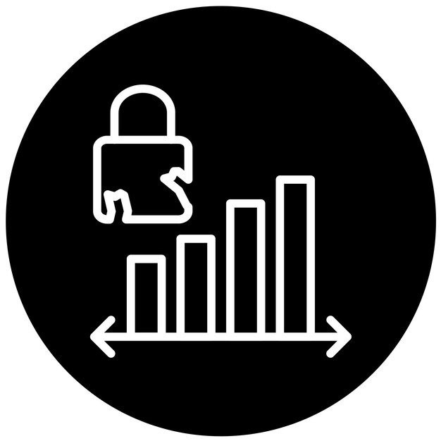 Estilo del icono de análisis de brecha de diseño vectorial