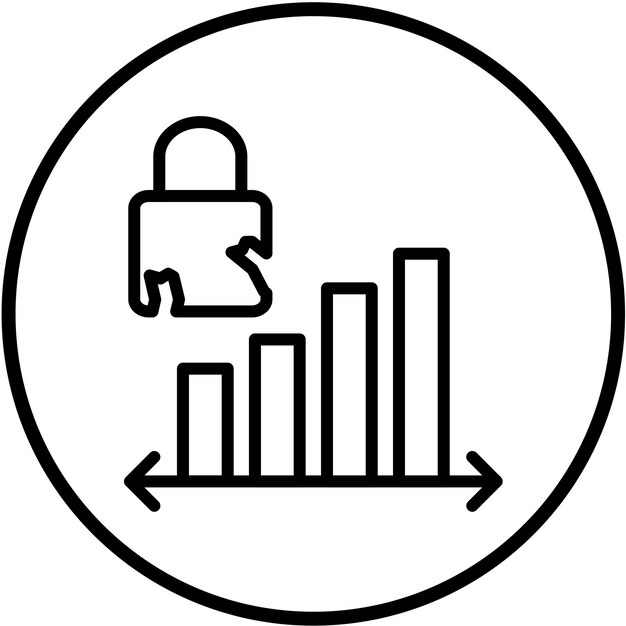 Estilo del icono de análisis de brecha de diseño vectorial