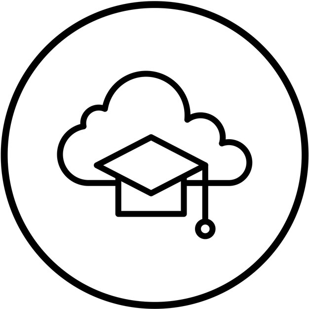 Estilo del icono de aprendizaje de la nube de diseño vectorial