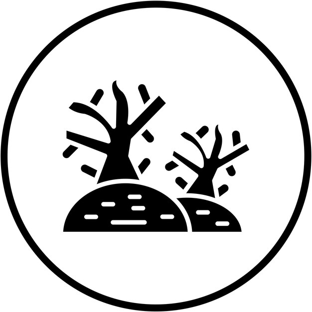 Estilo de icono de árbol seco de diseño vectorial